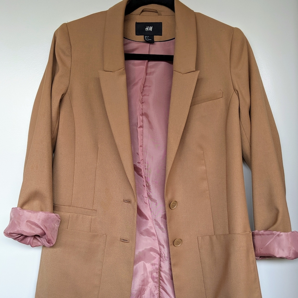 H&M Tan pink Boyfriend Blazer sz 6